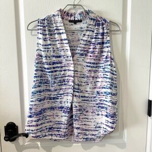 Antonio Melani Sleeveless Silk Purple and Pink Artsy Print Blouse Sz S